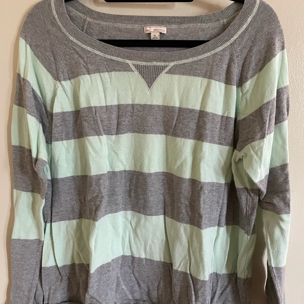 Gray and mint green sweater